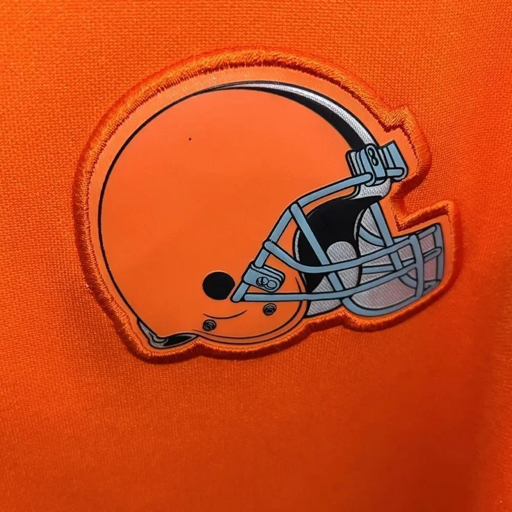 Orange Nike DriFit Cleveland Browns Helmet 100% Poly Golf Polo Shirt The Draft